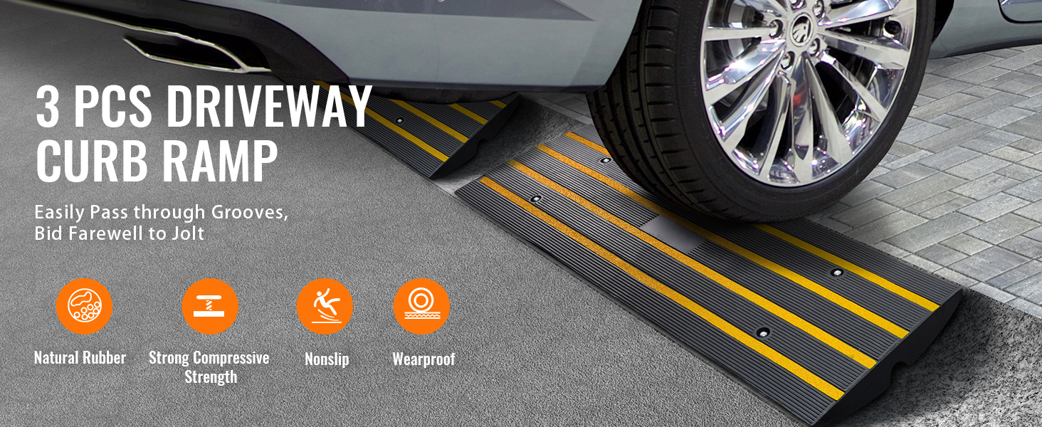 6 in. 15 Ton Rise Height Sidewalk Rubber Curb Ramp