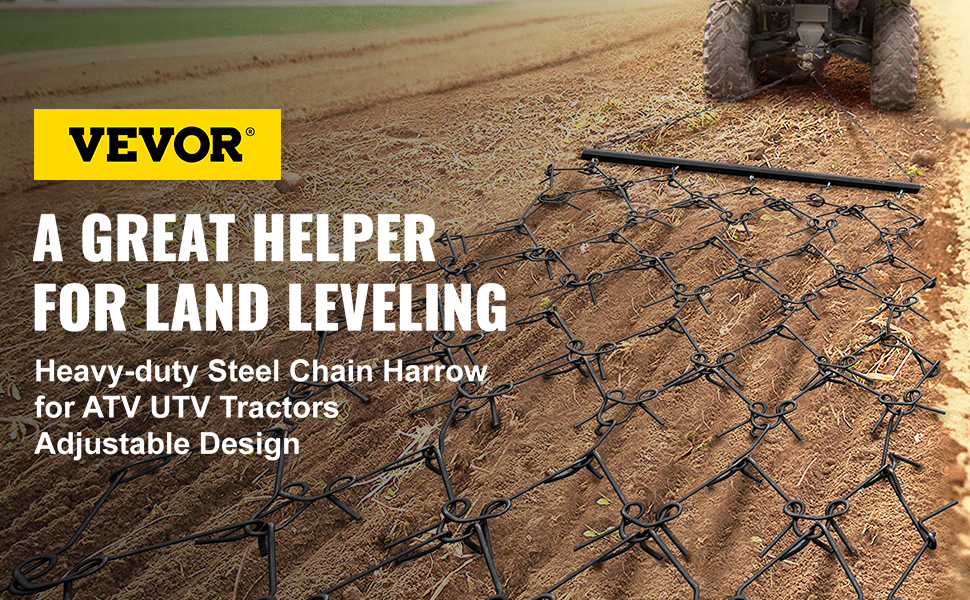 Vevor Drag Harrow Atv Lawn Rake 4'x 4' Chain Field Drag For Landscape