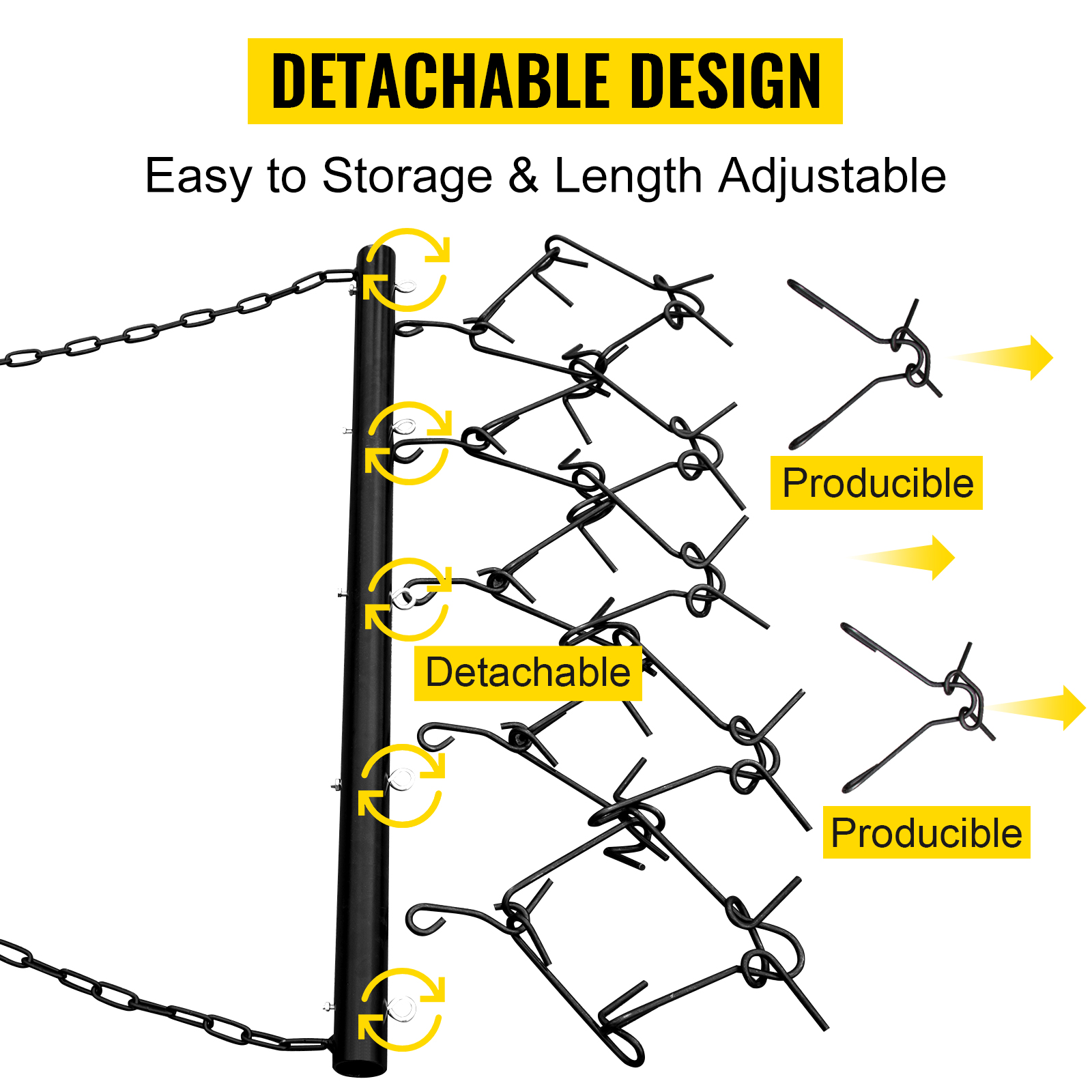 Vevor 4' X 4' Heavy Duty Drag Harrow Leveling Grading Steel Mesh Chain