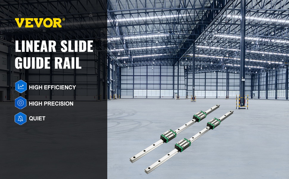 Details about   VEVOR 2pcs Linear Rails Linear Bearings and Rails HSR15-1200mm Linear Slide Kit 