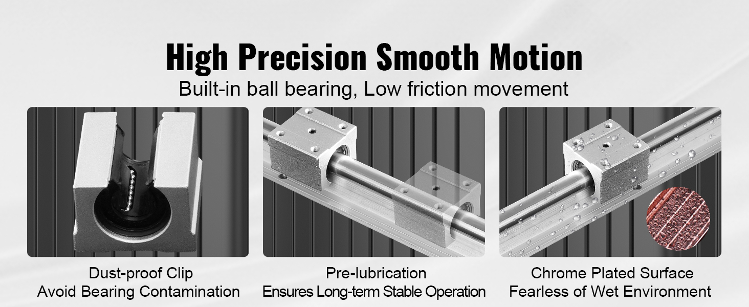 VEVOR Linear Guide Rail Set, SBR16 800mm, 2 PCS 31.5 in/800 mm SBR16 Guide Rails and 4 PCS SBR16UU Slide Blocks, Linear Rails and Bearings Kit for Automated Machines DIY Project CNC Router Machines