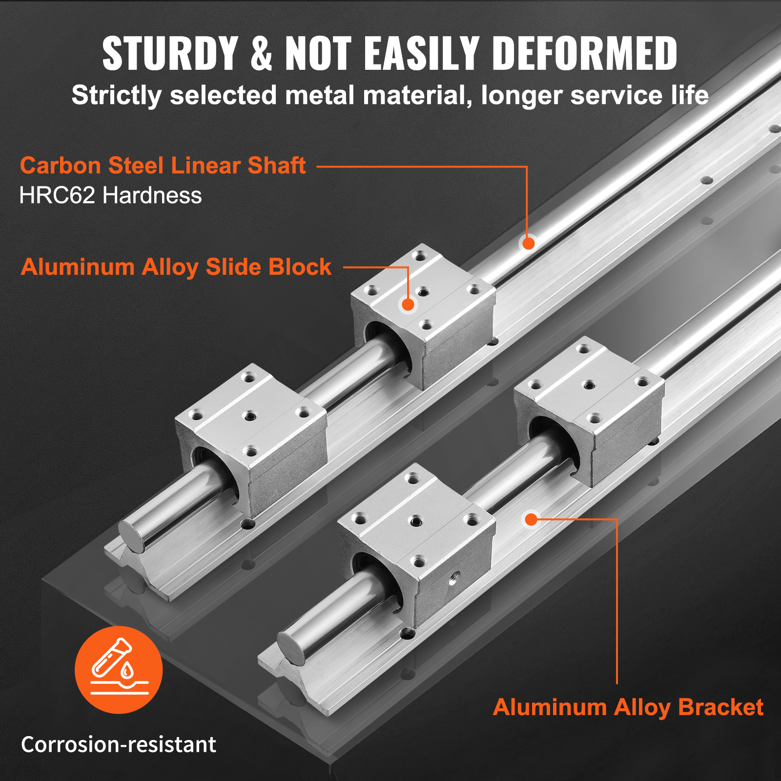2PCS SBR/SFC Linear Guide Rail Slide Rail 4 PCS Bearing Block Rail Support - Produktbild 2