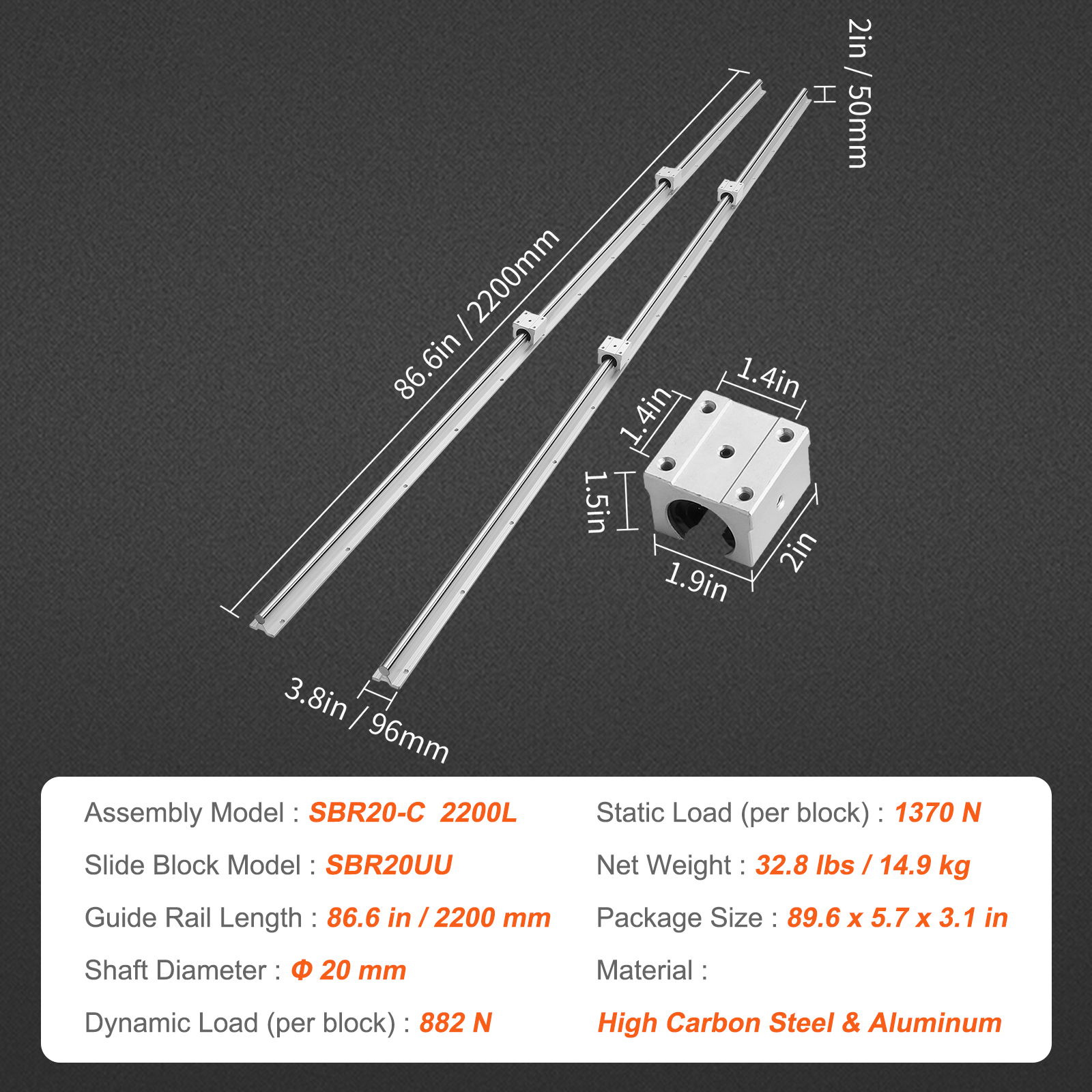 2PCS SBR/SFC Linear Guide Rail Slide Rail 4 PCS Bearing Block Rail Support - Produktbild 6