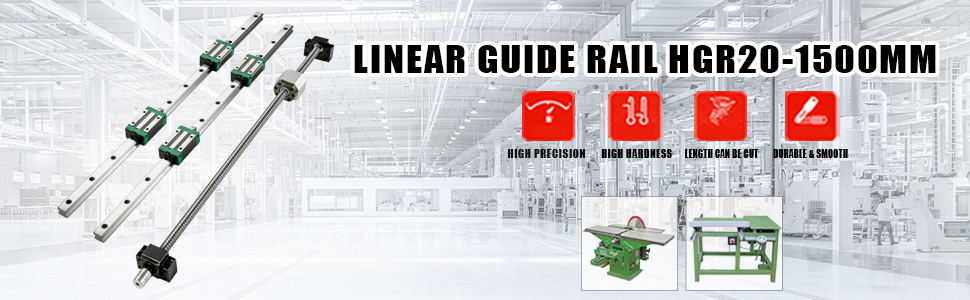 rm1605-1500mm bala circulación husillo set 2stk hgr20-1500mm linear liderazgo Guide Rail 