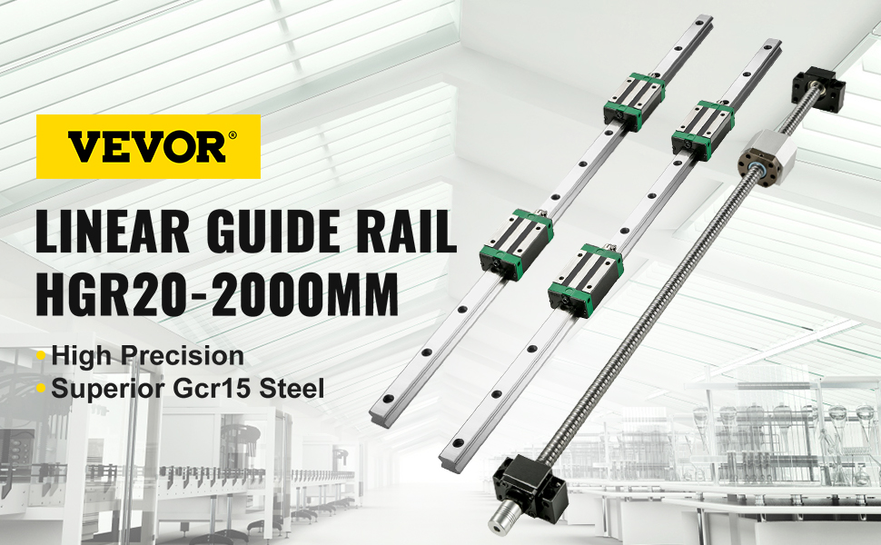 VEVOR Linear Guide Rail 2Pcs HGR20-2000mm Linear Slide Rail With 1Pcs ...