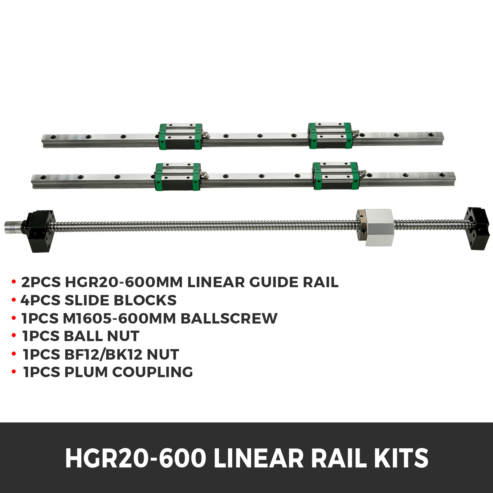 VEVOR Linear Guide Rail 2Pcs HGR20-600mm Linear Slide Rail With 1Pcs ...