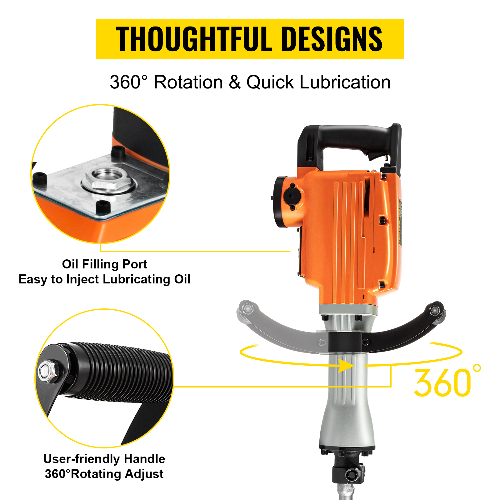 VEVOR Demolition Jack Hammer, 2600W 1800BPM, 11/8" Hex Heavy Duty