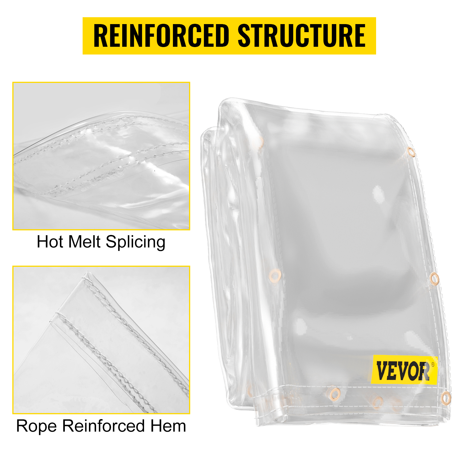 Lona transparente impermeable con ojales, cubierta transparente para el  suelo, 0.014 in de PVC de vidrio transparente a través de la lona, cubierta