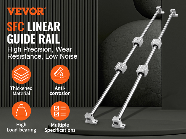 VEVOR Linear Guide Rail Set, SFC16 1000mm, 2 PCS 39.4 in/1000 mm SFC16 Guide Rails 4 PCS SC16 Slide Blocks 4 PCS Rail Supports, Linear Rails and Bearings Kit for Automated Machines CNC DIY Project