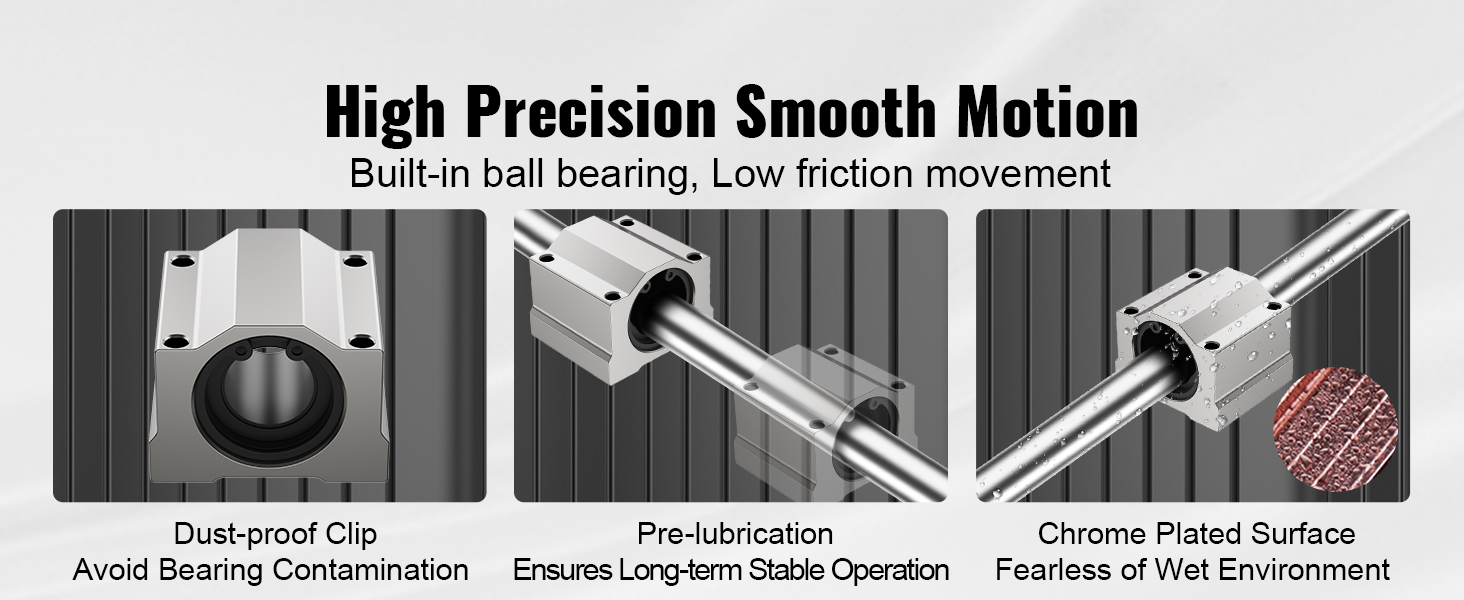 VEVOR Linear Guide Rail Set, SFC16 1000mm, 2 PCS 39.4 in/1000 mm SFC16 Guide Rails 4 PCS SC16 Slide Blocks 4 PCS Rail Supports, Linear Rails and Bearings Kit for Automated Machines CNC DIY Project