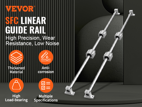 VEVOR Linear Guide Rail Set, SFC20 1000mm, 2 PCS 39.4 in/1000 mm SFC20 Guide Rails 4 PCS SC20 Slide Blocks 4 PCS Rail Supports, Linear Rails and Bearings Kit for Automated Machines CNC DIY Project