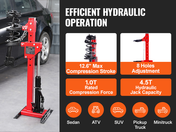 VEVOR Strut Spring Compressor, 4.5 Ton/9920 LBS Hydraulic Jack Capacity ...
