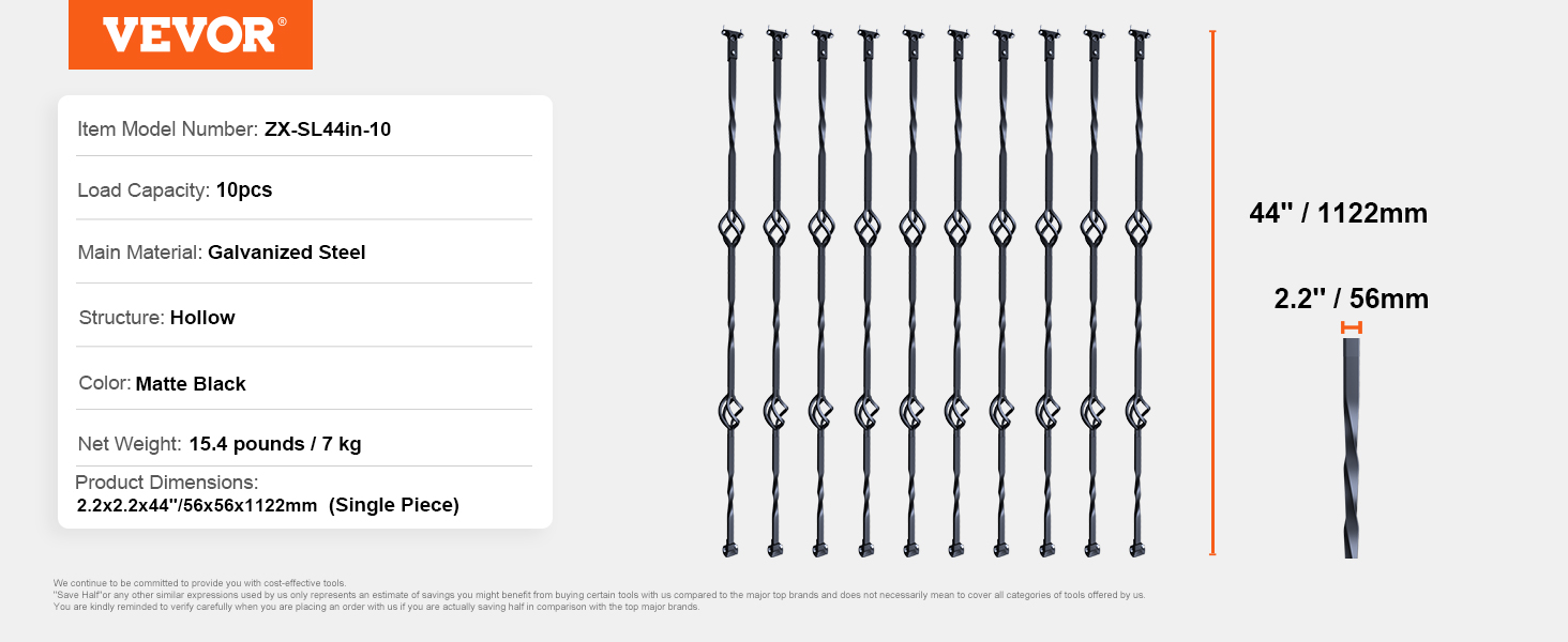 Staircase Metal Balusters,44'',Double Baskets