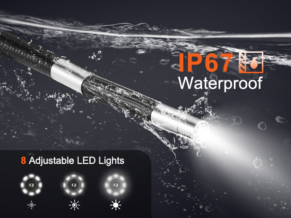 Endoscope VEVOR Avec écran IPS 5" - Caméra Articulée 180°, Zoom 8x, étanche IP67, 4,9 Pieds, NEUF