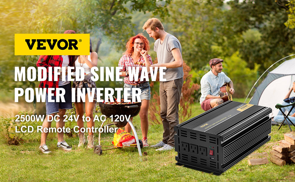 VEVOR Inversor De Corriente Onda Pura 2500w 12v 5000w 220v Convertidor Con  Cables