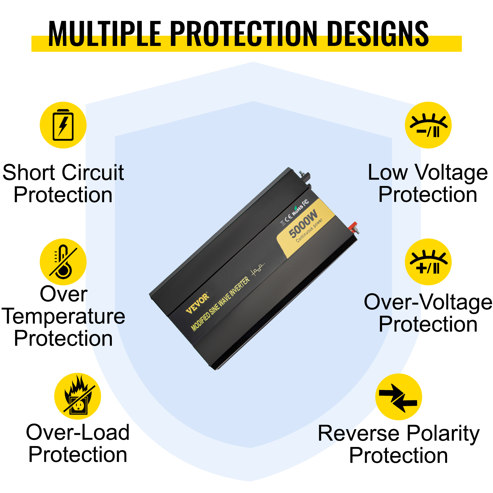 VEVOR Power Inverter, 5000W Modified Sine Wave Inverter, DC 36V to AC