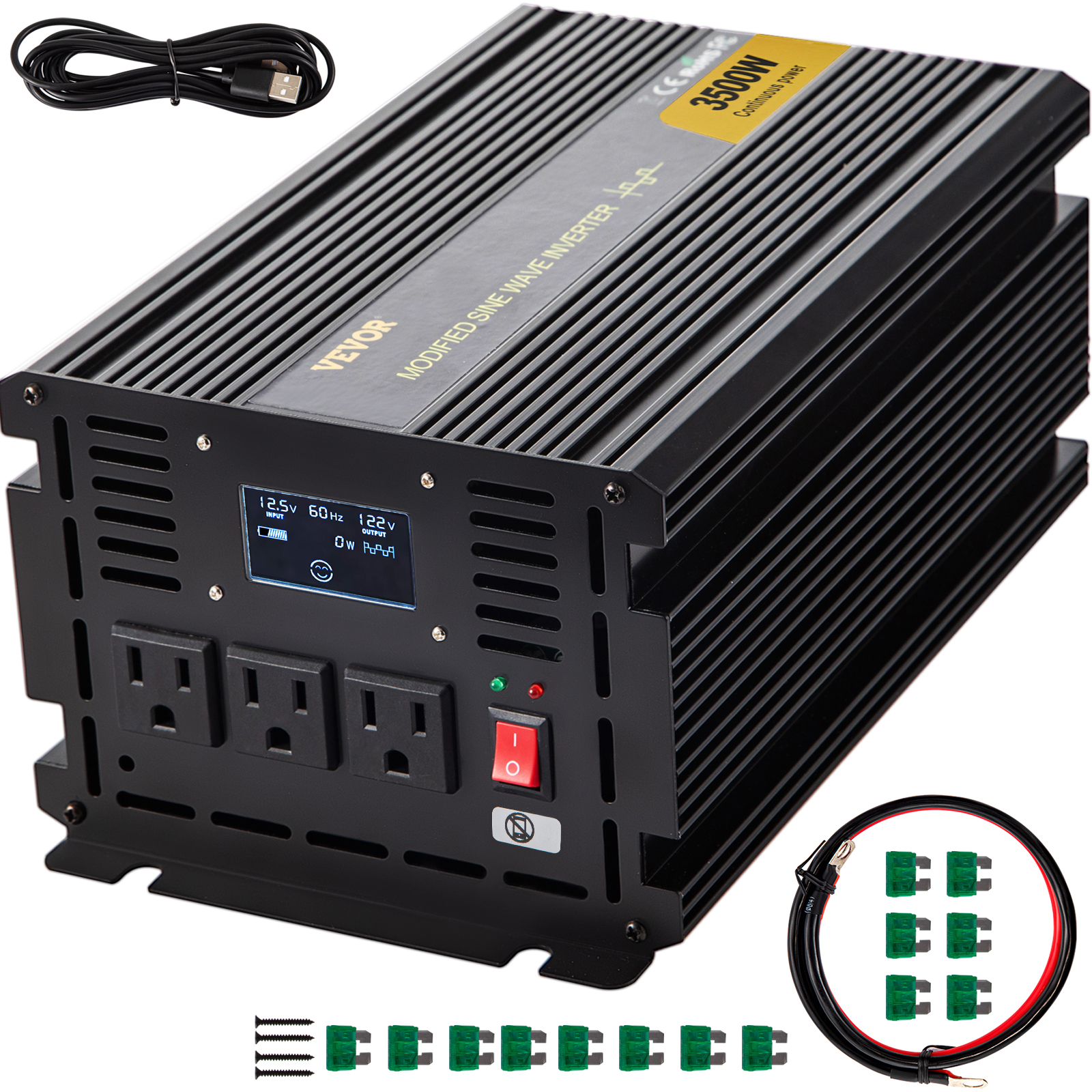 6000W Power Inverter,Modified Sine Wave,DC12V to AC120V