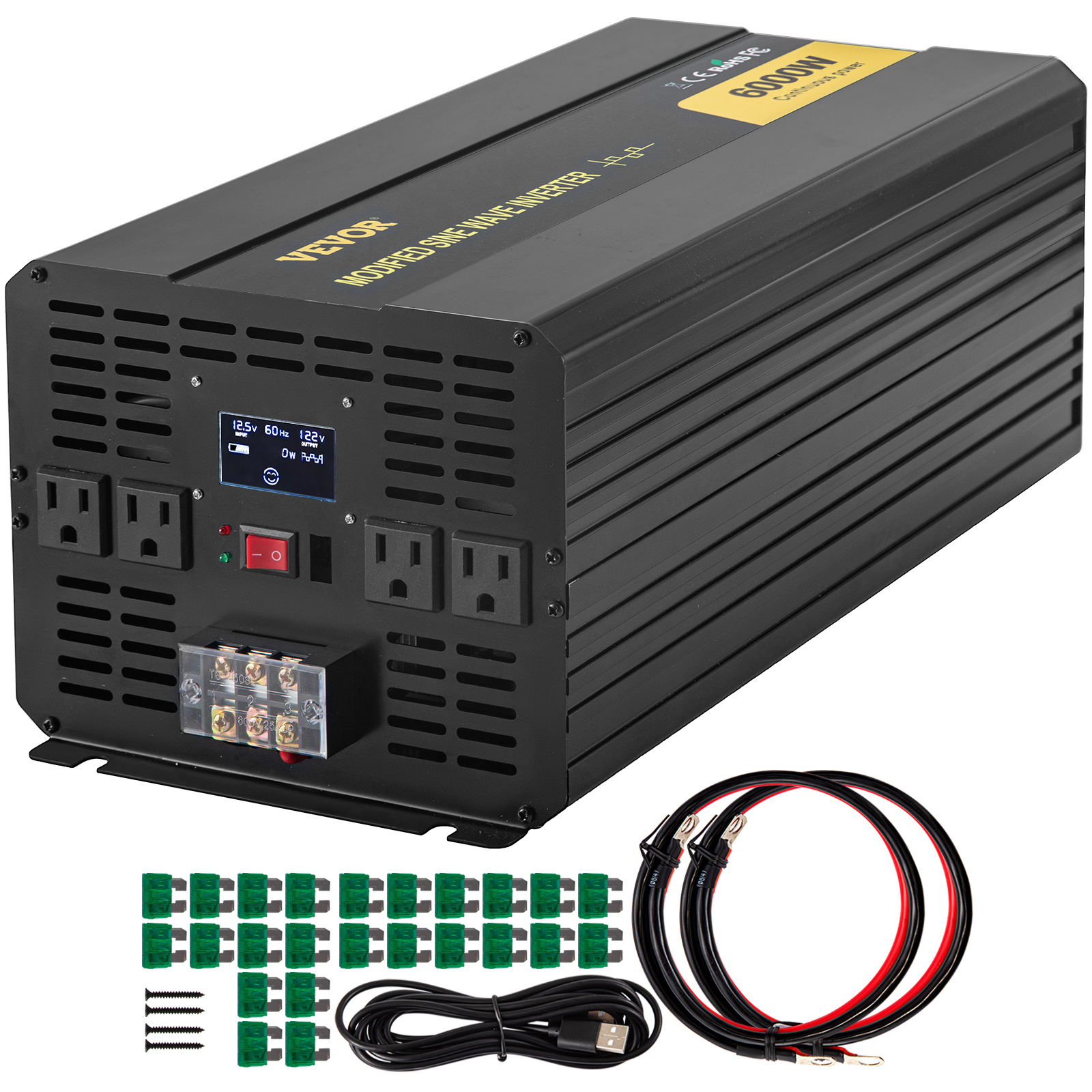 6000W Power Inverter,Modified Sine Wave,DC12V to AC120V