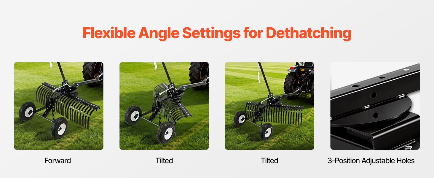 Vertikutierer Rasenrechen 1219mm 24 Zinken Höhen Winkelverstellung, ATV Traktor Tow Behind Landscape Rake A100 1.18w