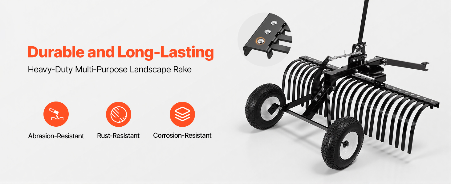 Vertikutierer Rasenrechen 1219mm 24 Zinken Höhen Winkelverstellung, ATV Traktor Tow Behind Landscape Rake A100 1.20w