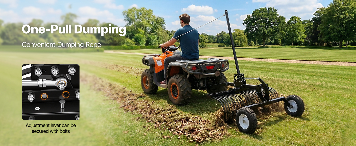 Vertikutierer Rasenrechen 1219mm 24 Zinken Höhen Winkelverstellung, ATV Traktor Tow Behind Landscape Rake A100 1.23w