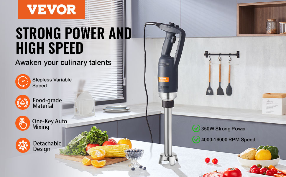 VEVOR Commercial Immersion Blender, 350W Heavy Duty Hand Mixer, 12 inch ...