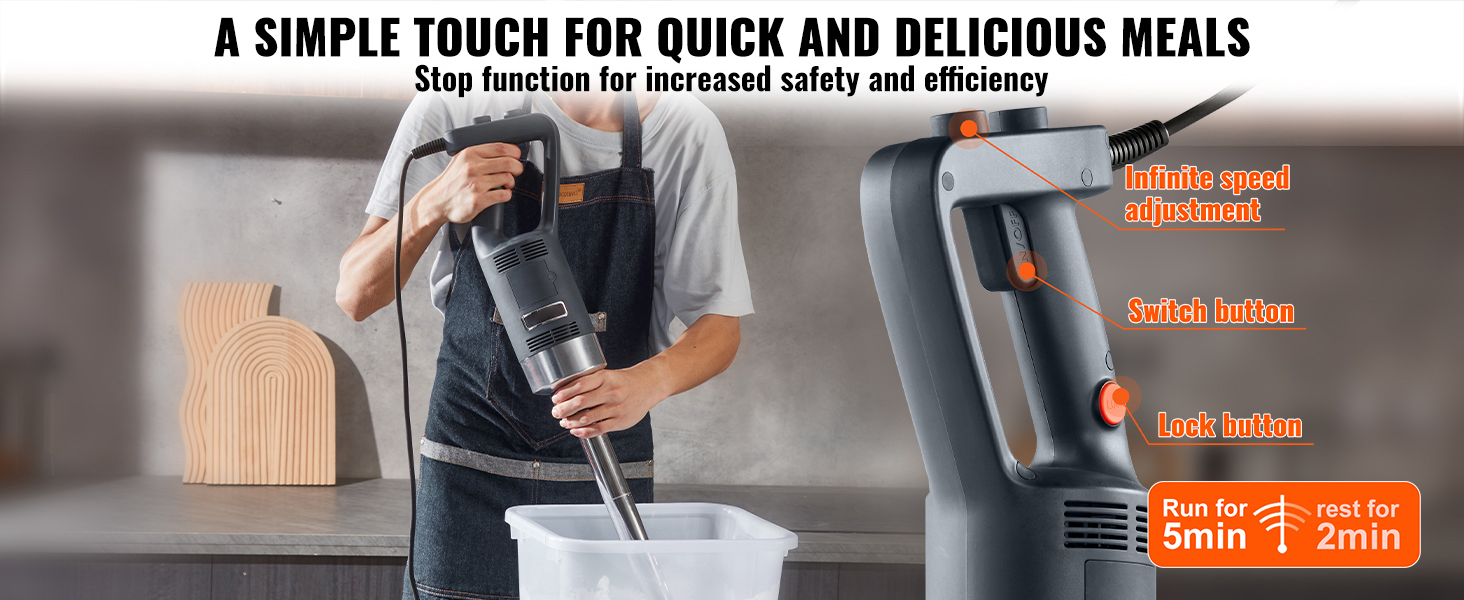 VEVOR Commercial Immersion Blender, Heavy Duty Hand Mixer, Stainless