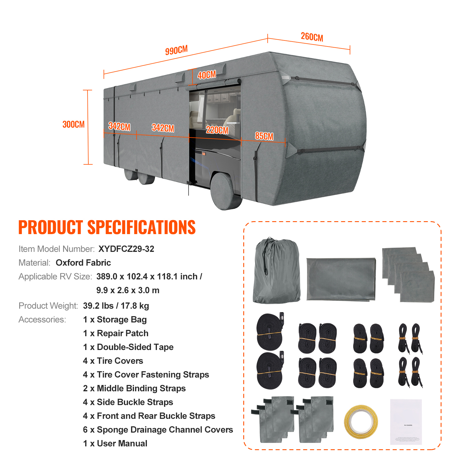 Travel Trailer RV Covers ClassA 18-40ft Motorhome Cover 4-Ply Nonwoven/Oxford - Picture 105 of 122