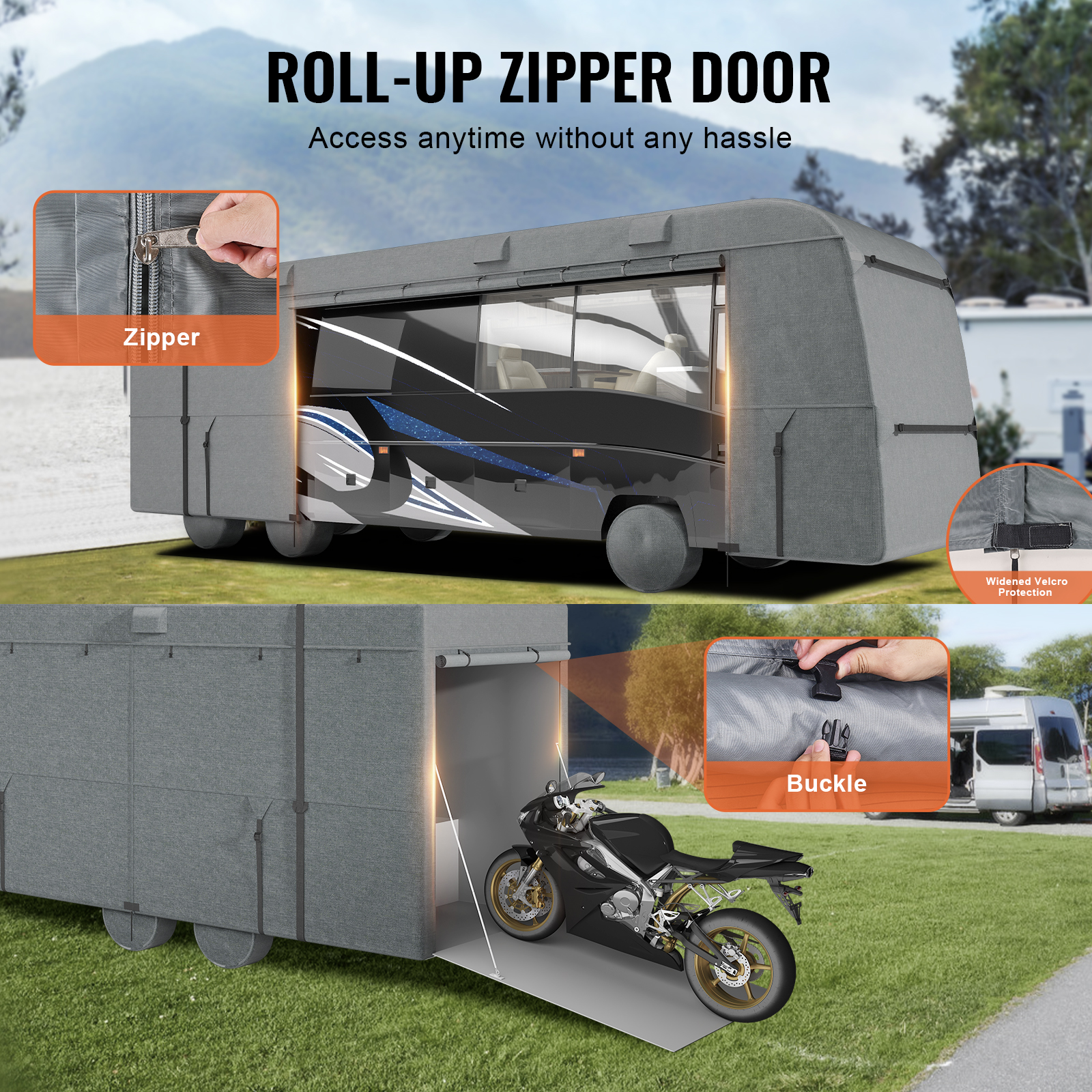 Travel Trailer RV Covers ClassA 18-40ft Motorhome Cover 4-Ply Nonwoven/Oxford - Picture 103 of 122