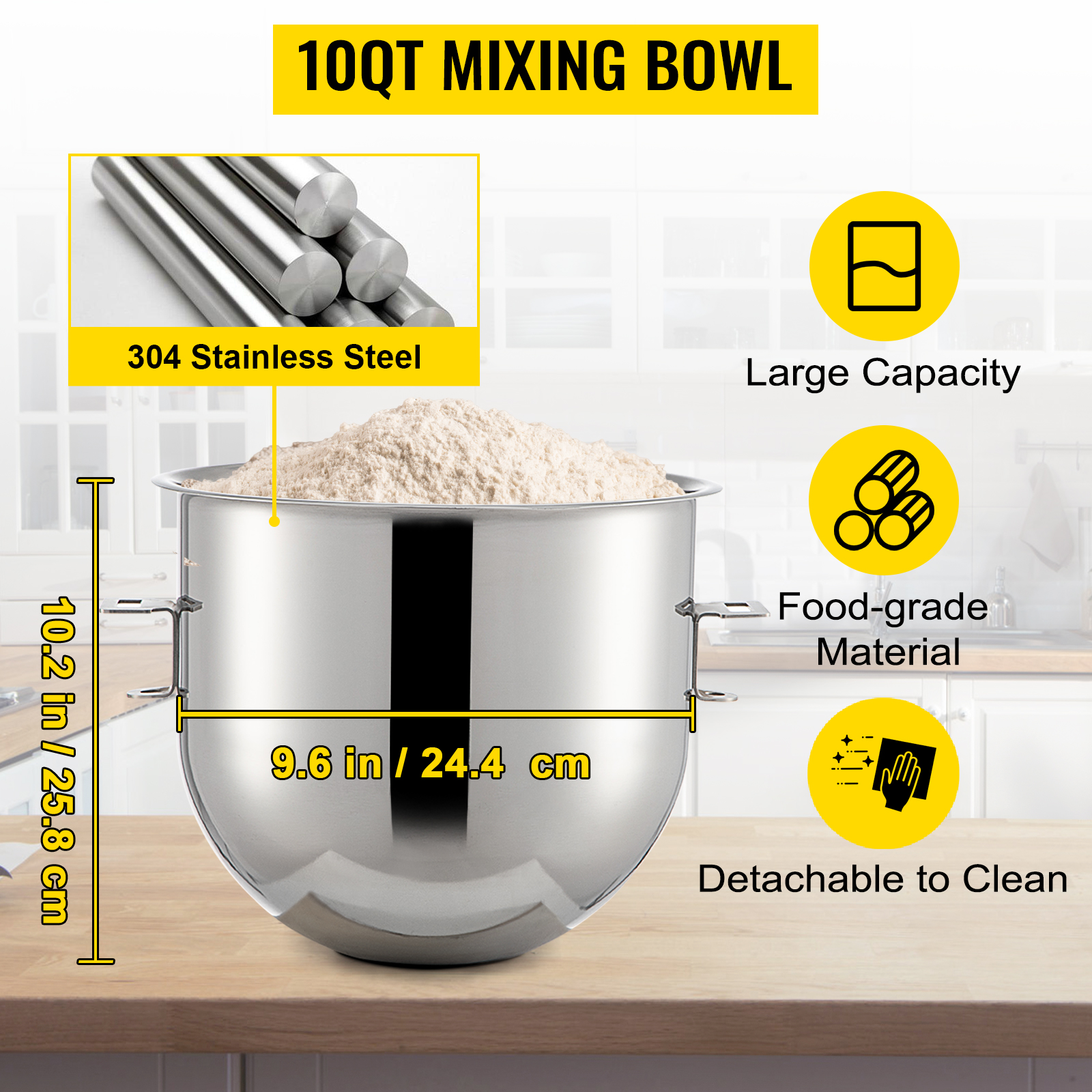 Commercial Food Stand Mixer,10 Qt,3 Rotation Speeds