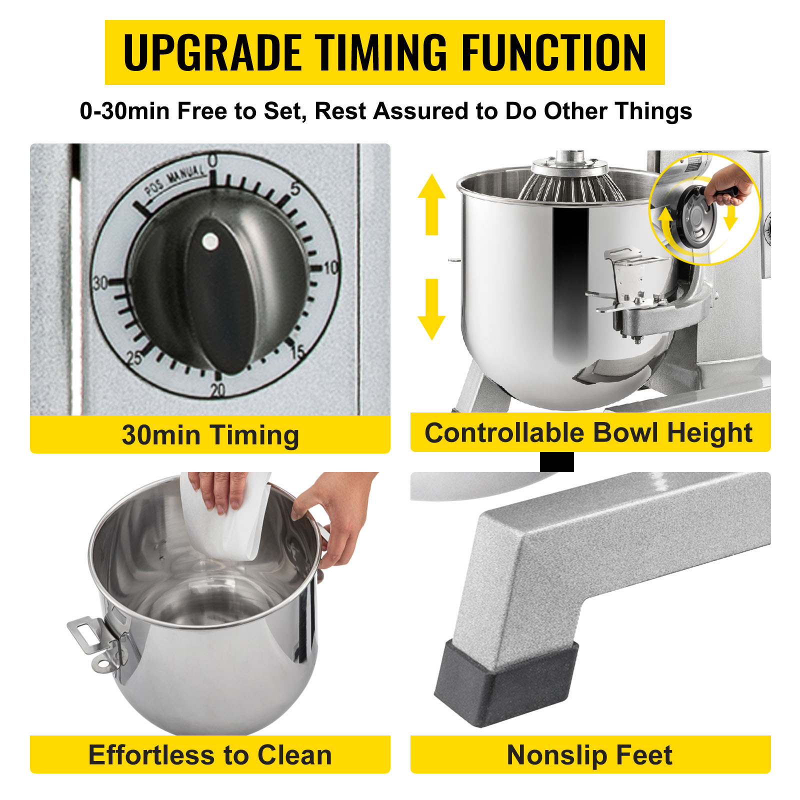 Commercial Food Stand Mixer,10 Qt,3 Rotation Speeds