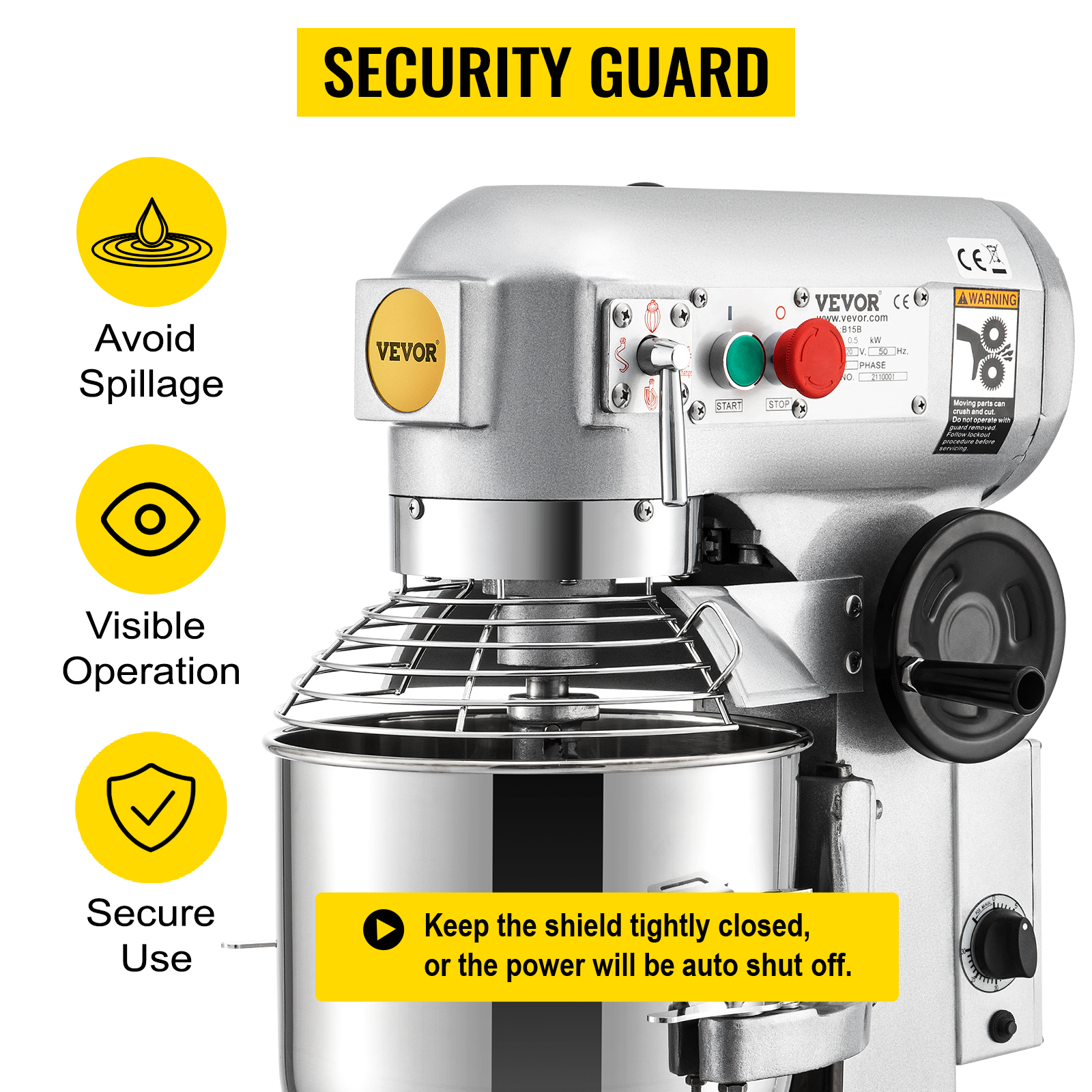 Commercial Food Stand Mixer,10 Qt,3 Rotation Speeds