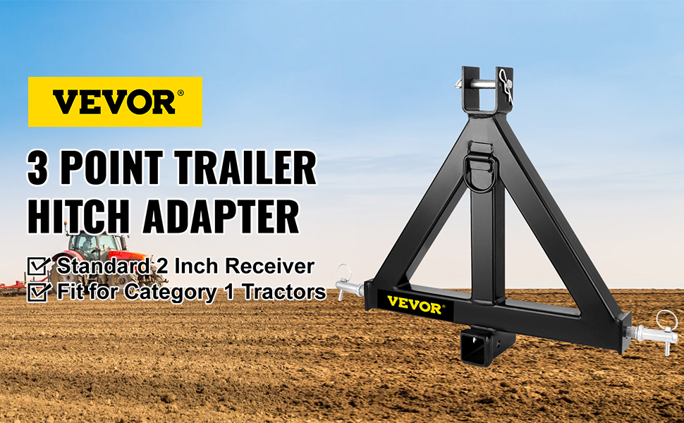 3 Point Green Hitch Receiver Tractor Drawbar with Suitcase Weight Brackets  For Cat 0 Compatible - 2 Trailer Receiver Hitch - 4000 LB Towing Capacity