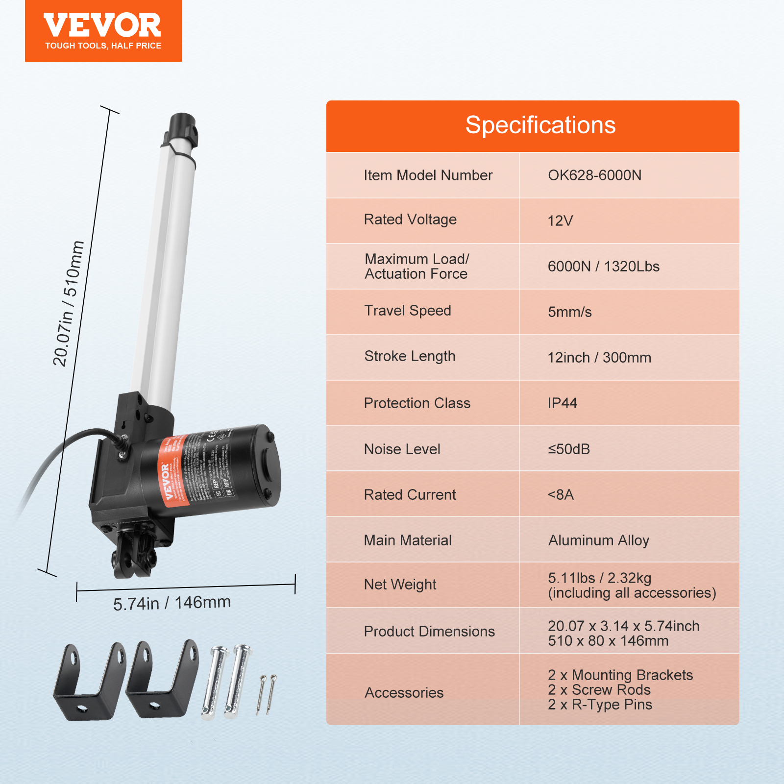 Actuador lineal VEVOR 1000-6000N accionamiento lineal DC motor lineal 150-500 mm - Imagen 141 de 170