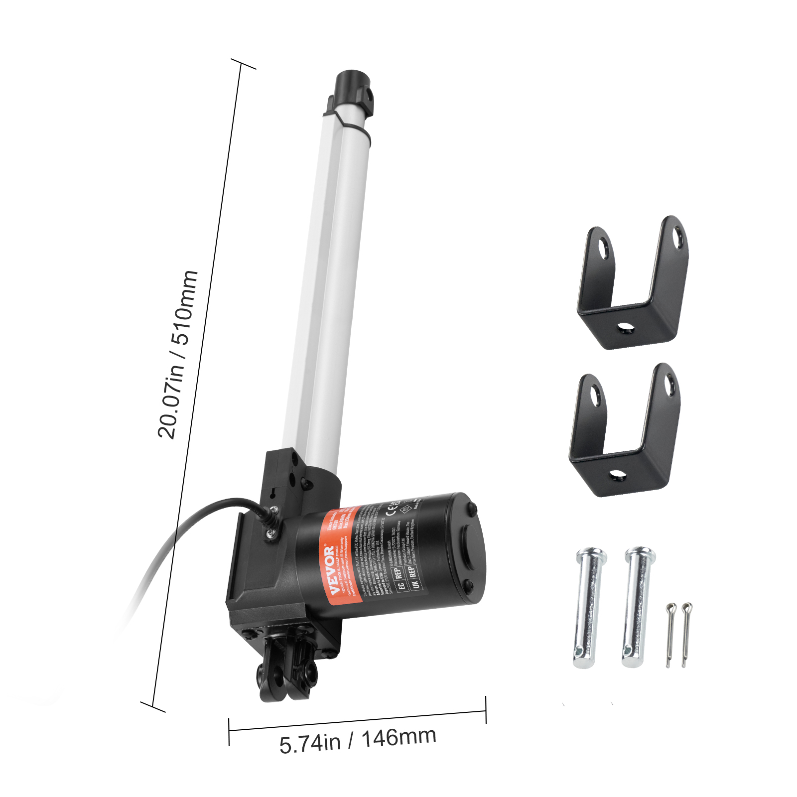 VEVOR ATTUATORE LINEARE 12V 12 Pollici 0,55"/s Velocità 1000N - Foto 6