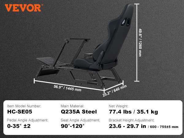 VEVOR Gamesitz 635–875mm Spielsitz aus Stahlrahmen und PVC