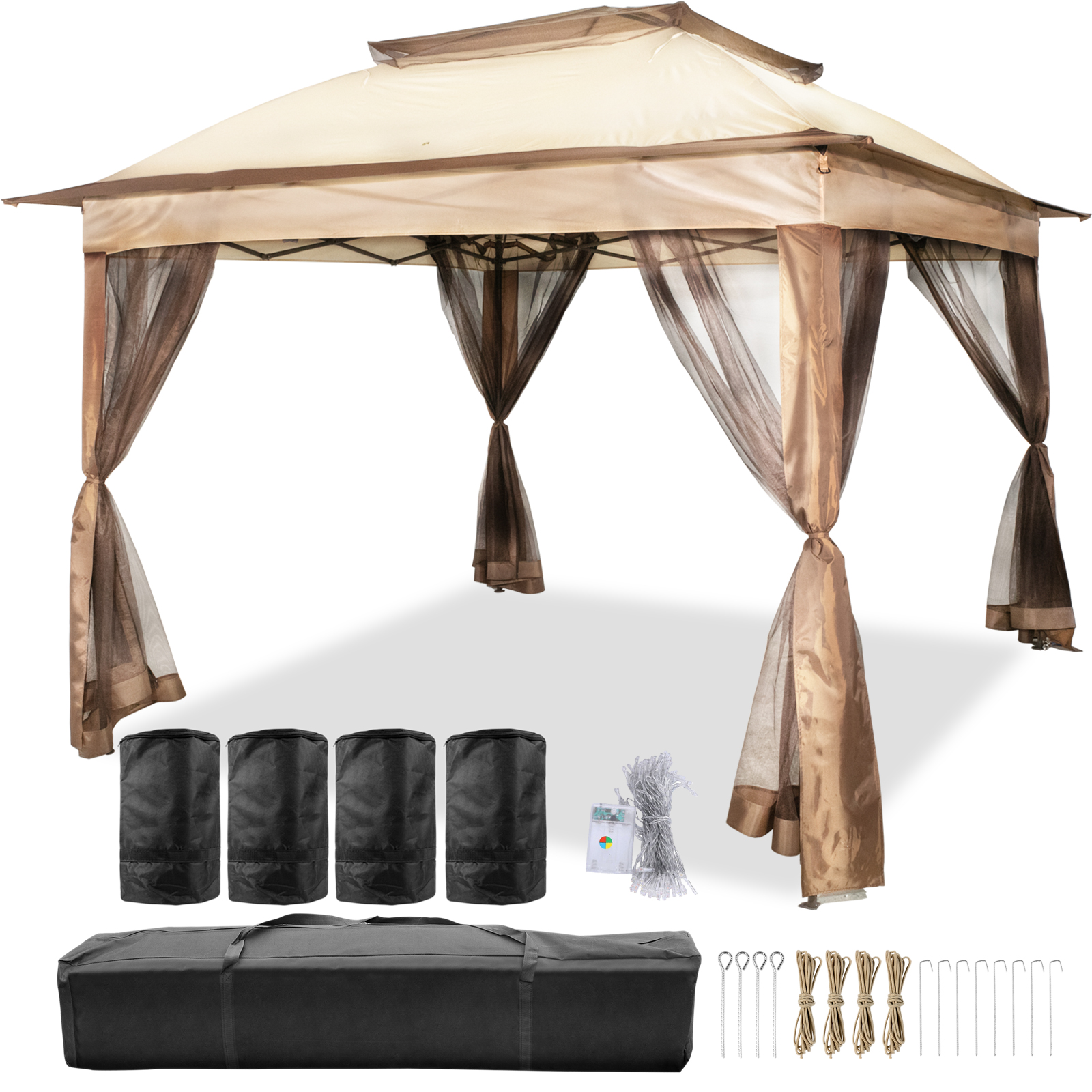 Patio Gazebo, Mosquito Netting, 10x10ft