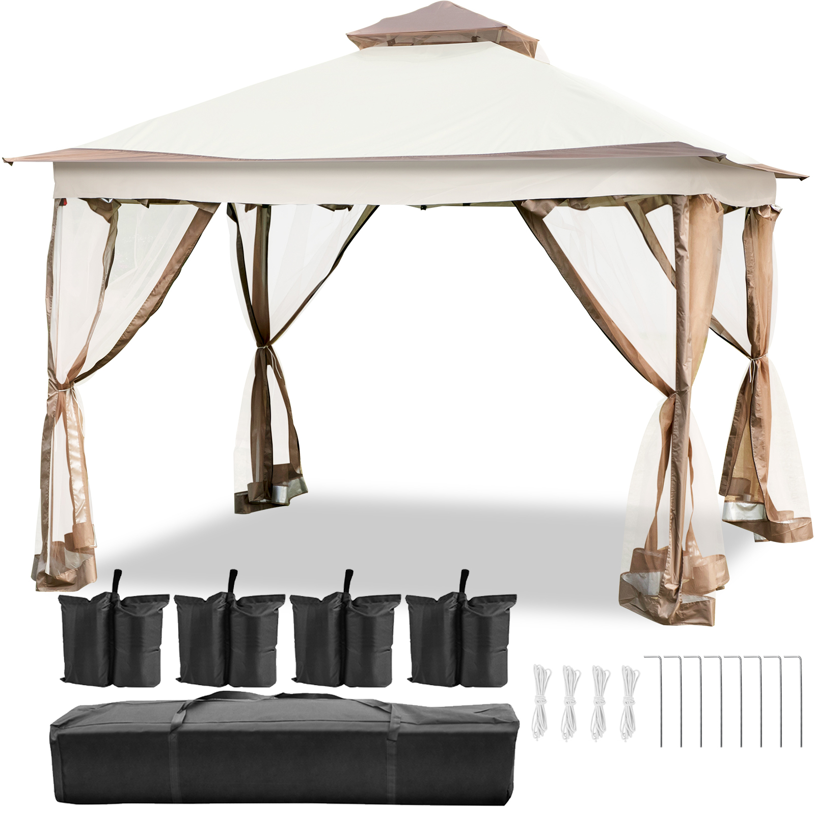 Patio Gazebo, Mosquito Netting, 10x10ft