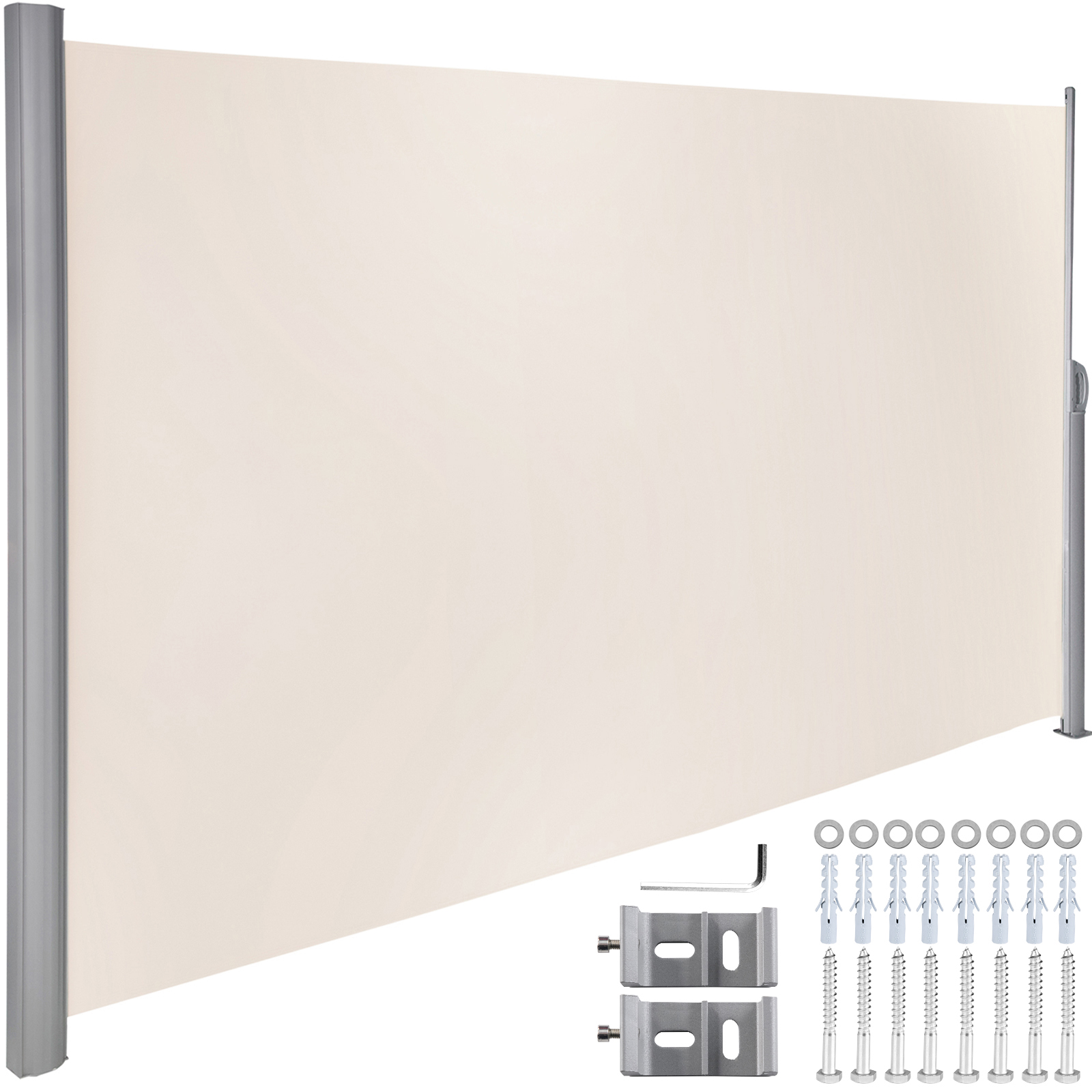 Yaheetech Toldo lateral retráctil de aluminio de 118 x 71 pulgadas,  pantalla lateral retráctil para patio, pantalla divisora de privacidad con