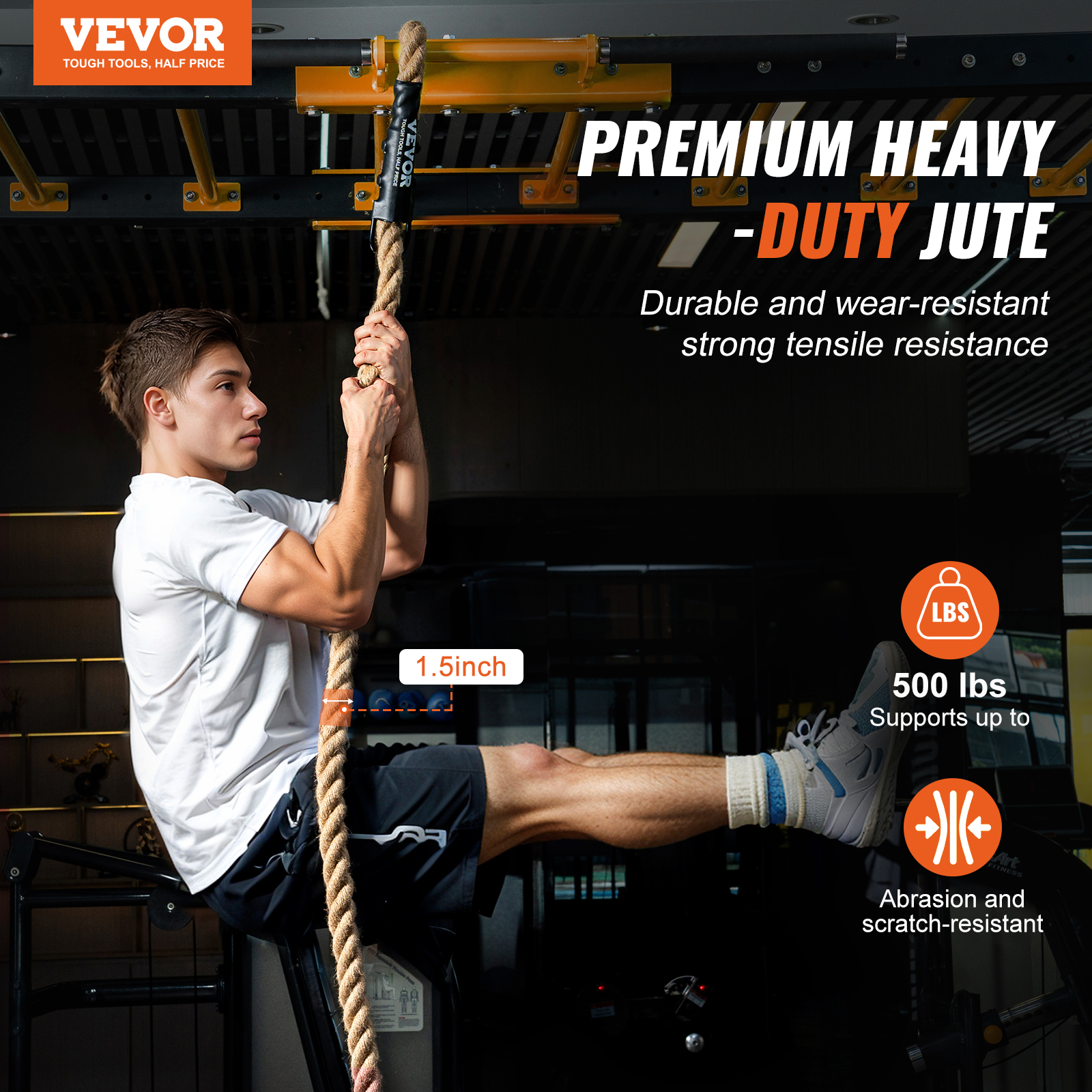 VEVOR 10FT-100FT Gym Climbing Rope Fitness Strength Training Rope Home Exercise