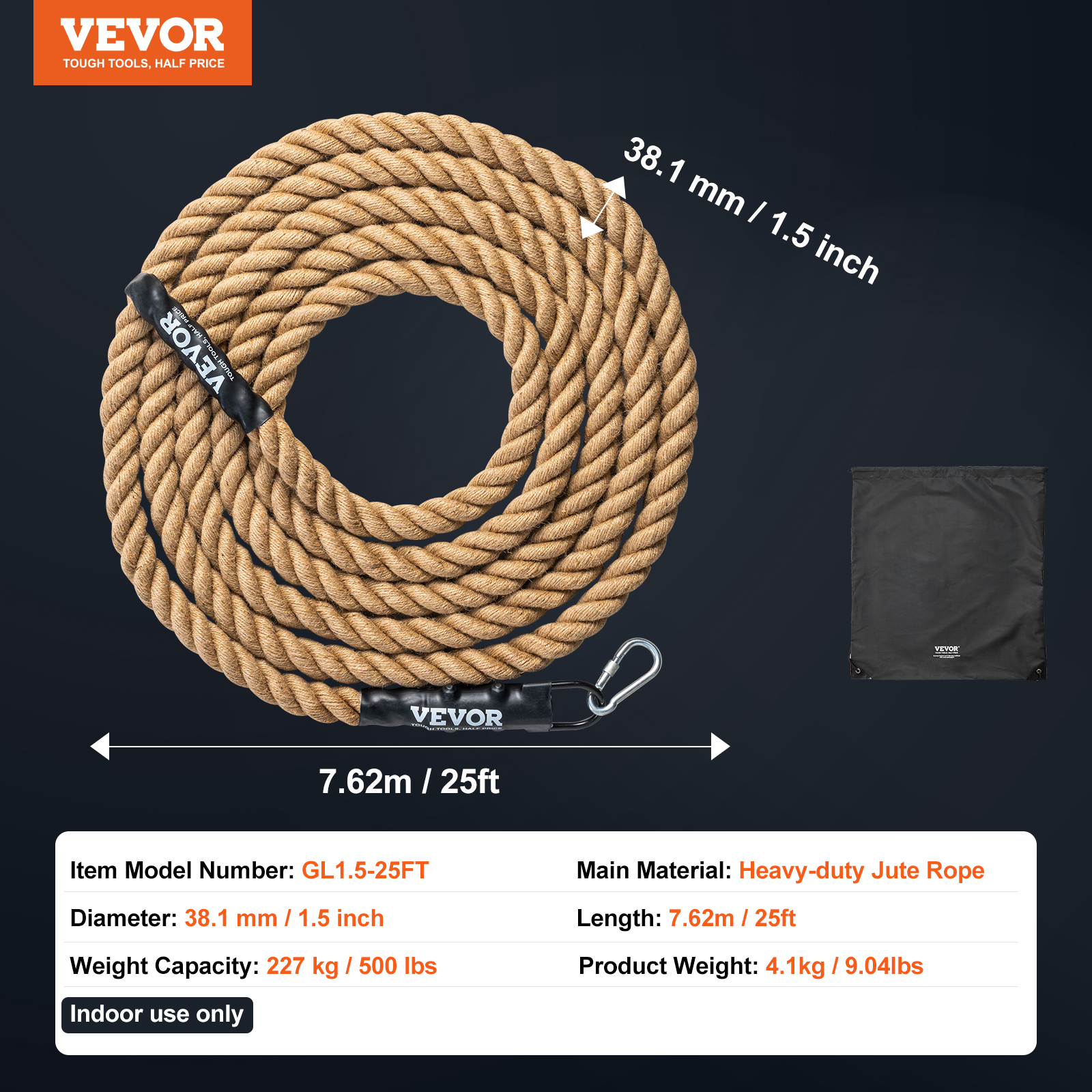 VEVOR 10FT-100FT Gym Climbing Rope Fitness Strength Training Rope Home Exercise