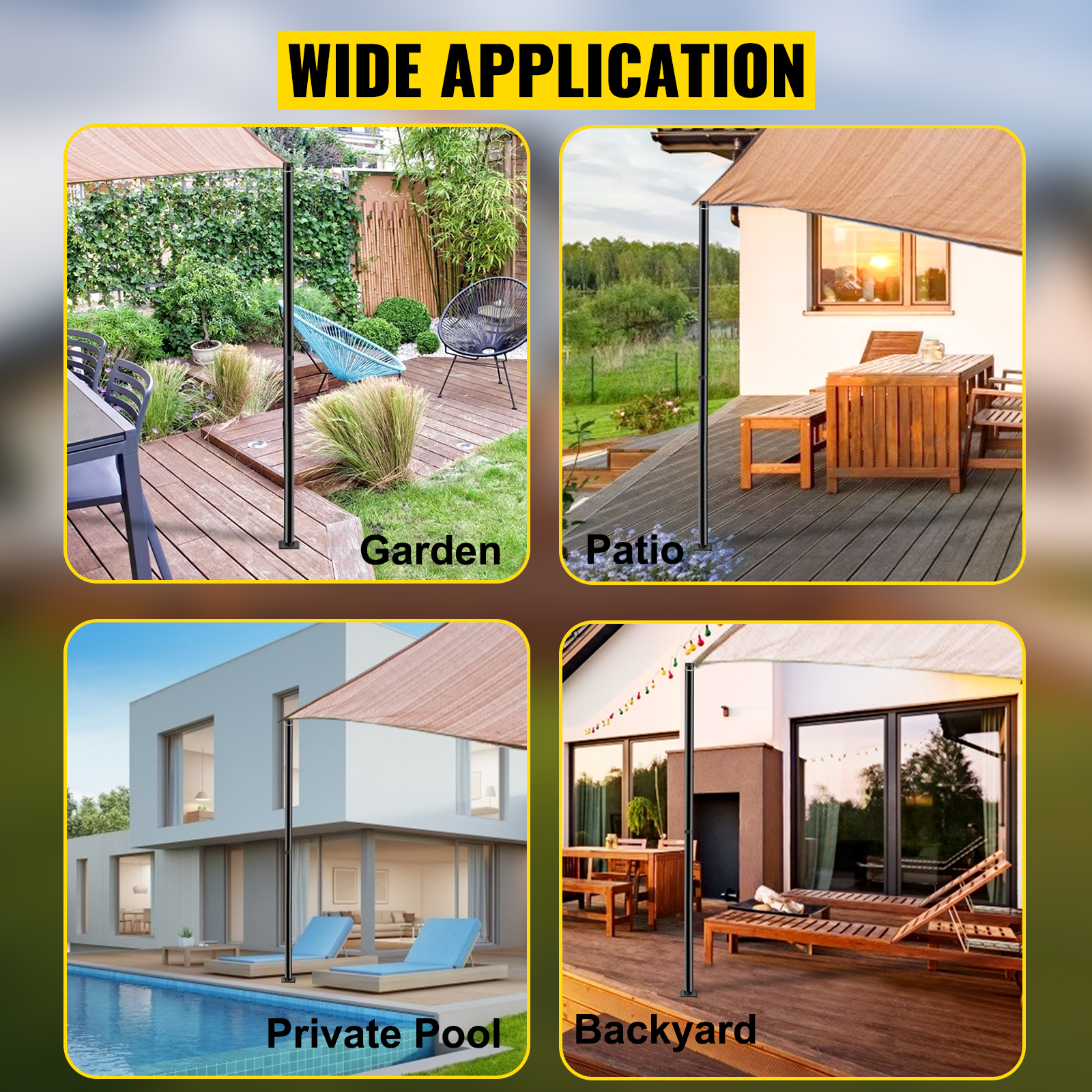 VEVOR Sun Shade Post Sail Pole 85" Shade Sail Post 3" Diameter Steel