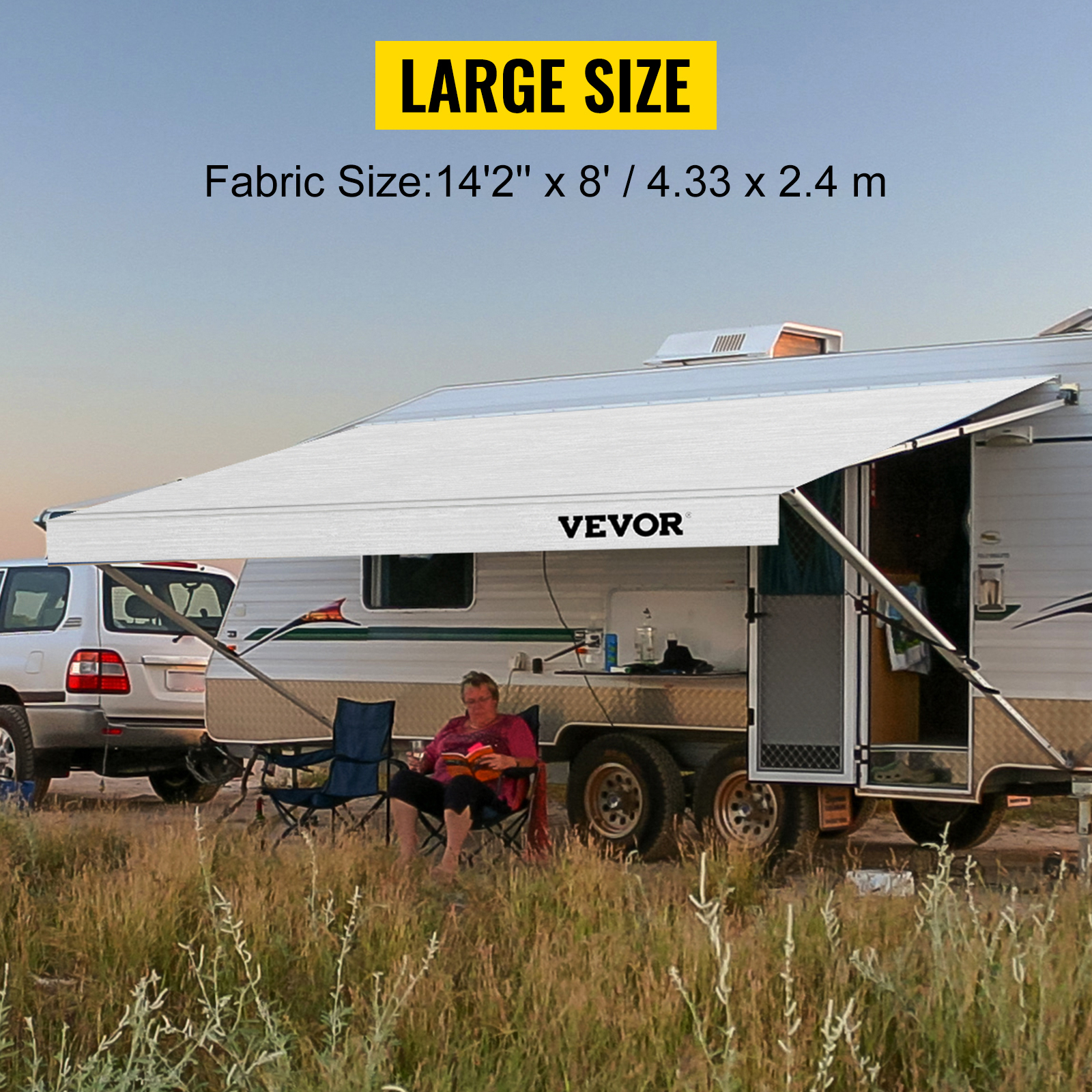 VEVOR RV Toldo Tela RV Camper Remolque Tela de repuesto 15 pies Blanco ...