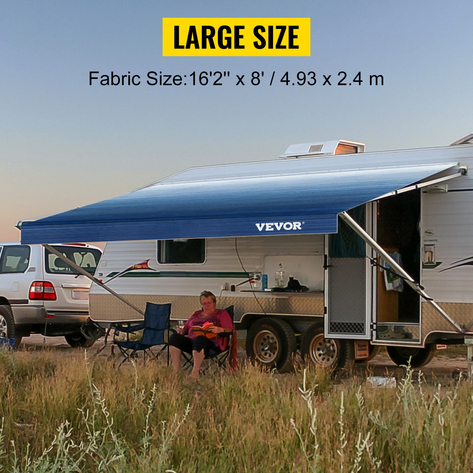 VEVOR RV Awning, Awning Replacement Fabric 17 FT (Fabric 16'2"), Slate