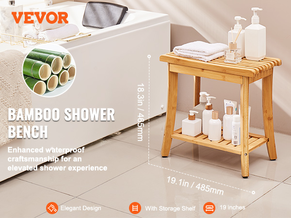 Banc De Douche En Bambou, Tabouret Organisateur De Baignoire Spa En Bois A 2 Niveaux Chaise Et Siege De Salle De Bain D Angle Avec Etagere De Rangement Pour Interieur Exterieur Naturel