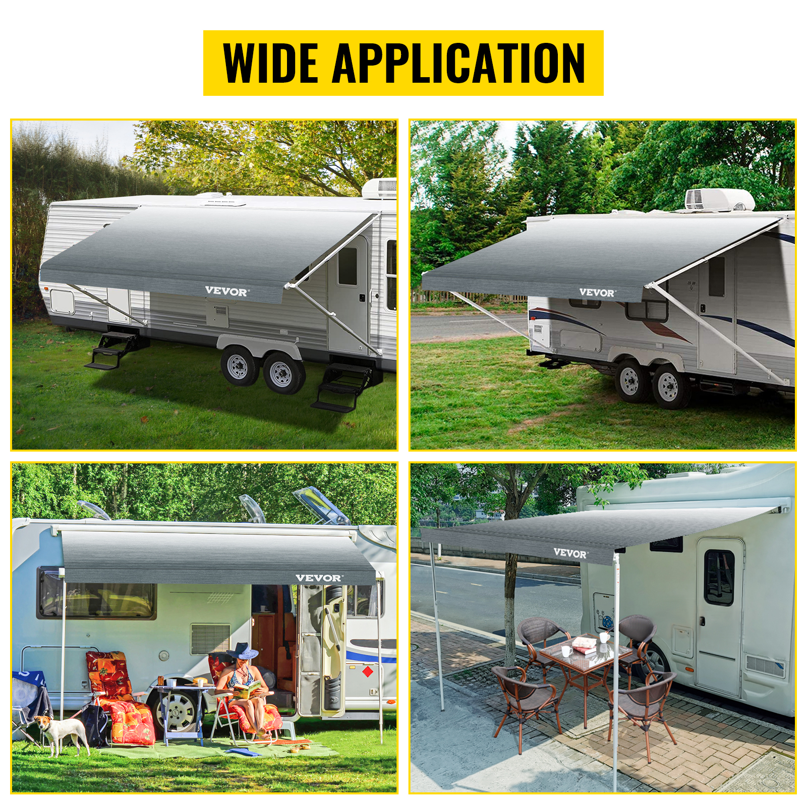 VEVOR RV Awning, Awning Replacement Fabric 21 FT, Gray Fade RV Awning Replacement, 15oz Vinyl Material Replacement Awning, Sun Shade and Waterproof Replacement Fabric Size: 20 ft 2 in