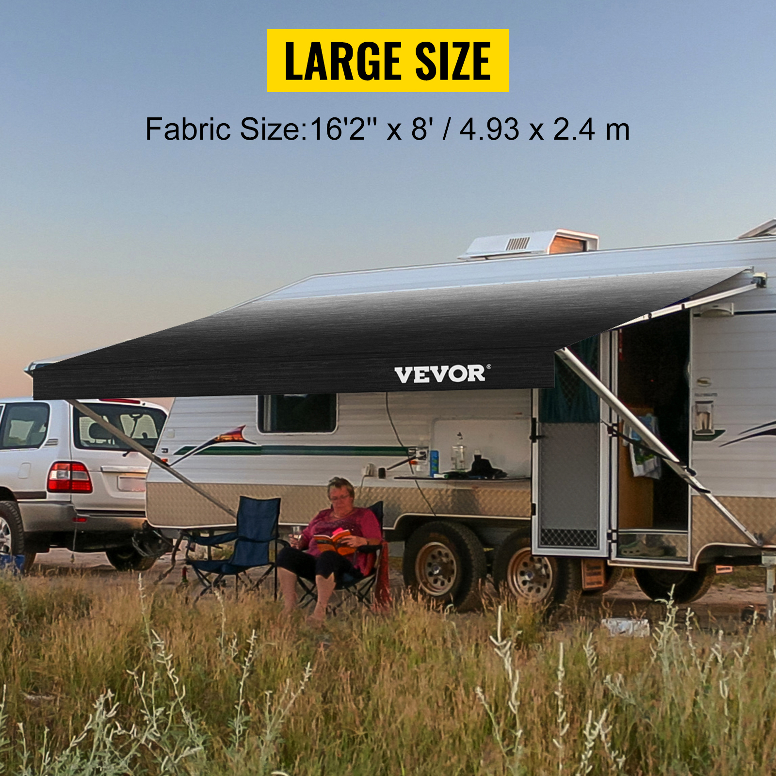 VEVOR RV Awning Fabric RV Camper Trailer Replacement Fabric 17 ft ...