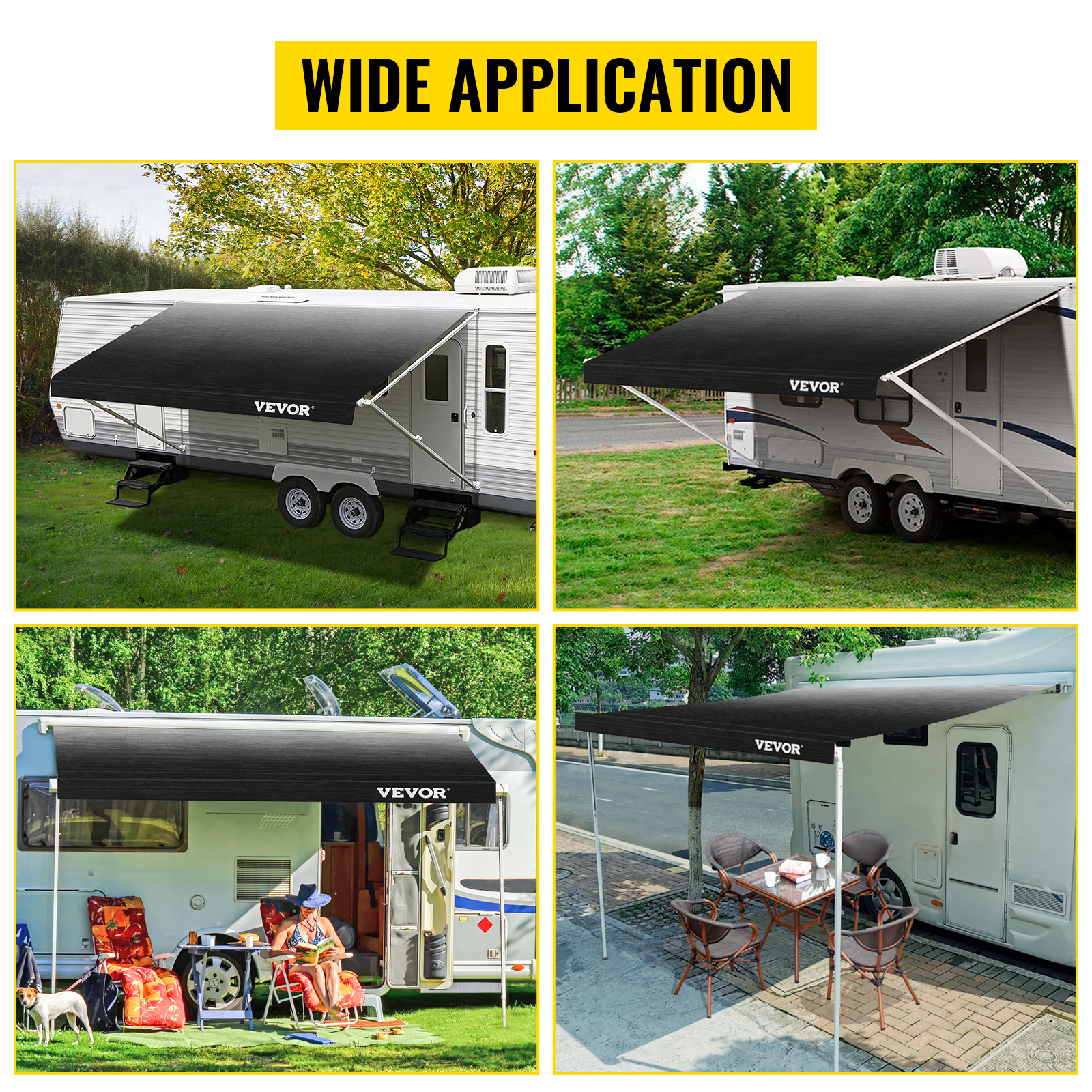 VEVOR RV Awning 20 ft, Awning Replacement Fabric 19 ft 2 in, Premium Grade Waterproof Vinyl, Universal Outdoor Canopy RV Replacement Fabric for Camper, Trailer,and Motor Home Awnings, Charcoal Fade