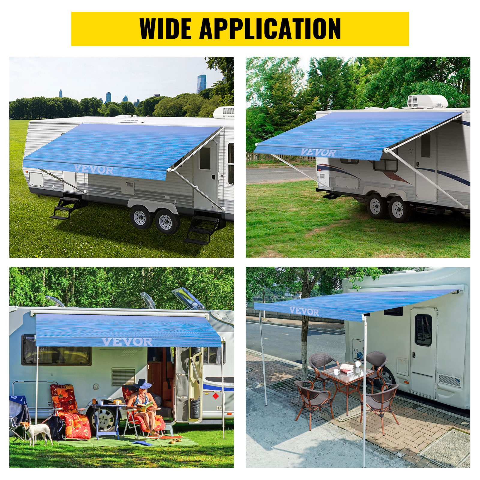 VEVOR RV Awning 19' Camper Awning Fabric, Trailer Awning Canopy Patio  Camping Car Awning, Durable 15oz Vinyl Roller Tube for RV, Van, SUV, Patio 