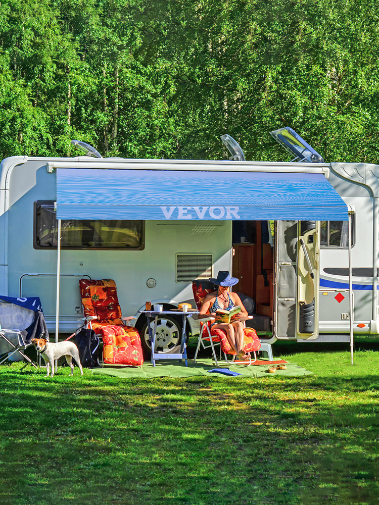 VEVOR RV Awning 20' Camper Awning Fabric, Trailer Awning Canopy Patio Camping Car Awning, Vinyl Roller Tube for RV, Van, SUV, Awning Replacement Ocean Blue Fade